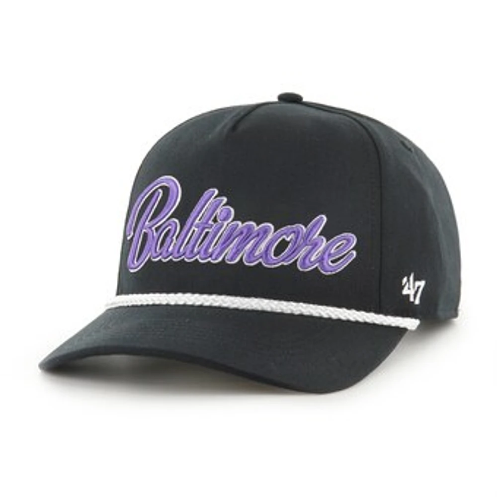 Men's '47 Black Baltimore Ravens Overhand Hitch Adjustable Hat