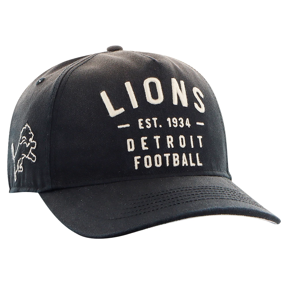 Men's '47 Black Detroit Lions Dusted Laramie Unstructured Hitch Adjustable Hat