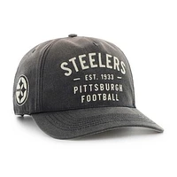 Men's '47 Black Pittsburgh Steelers Dusted Laramie Hitch Adjustable Hat