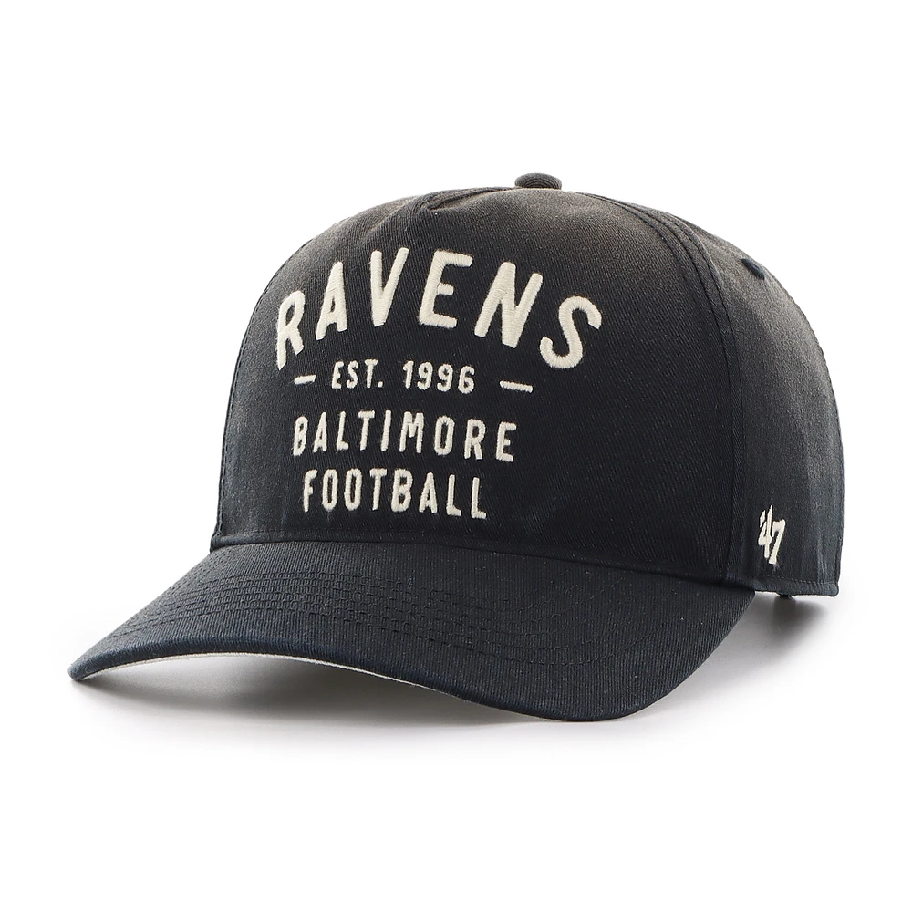 Men's '47 Black Baltimore Ravens Dusted Laramie Unstructured Hitch Adjustable Hat