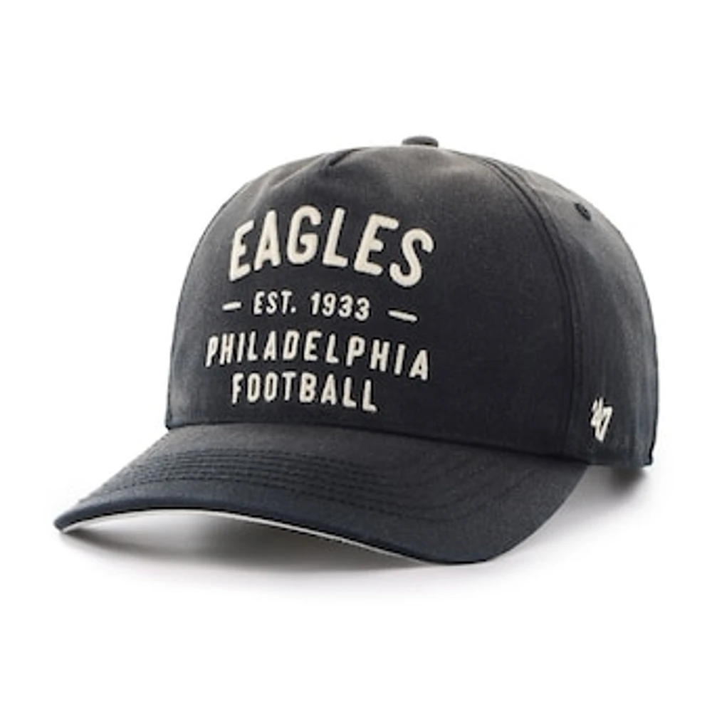 Men's '47 Black Philadelphia Eagles Dusted Laramie Unstructured Hitch Adjustable Hat