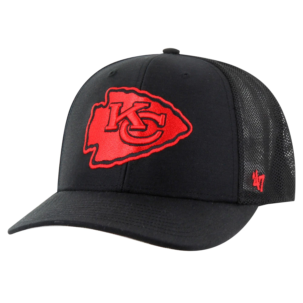 Men's '47 Black Kansas City Chiefs Blackball Trophy Flex Hat