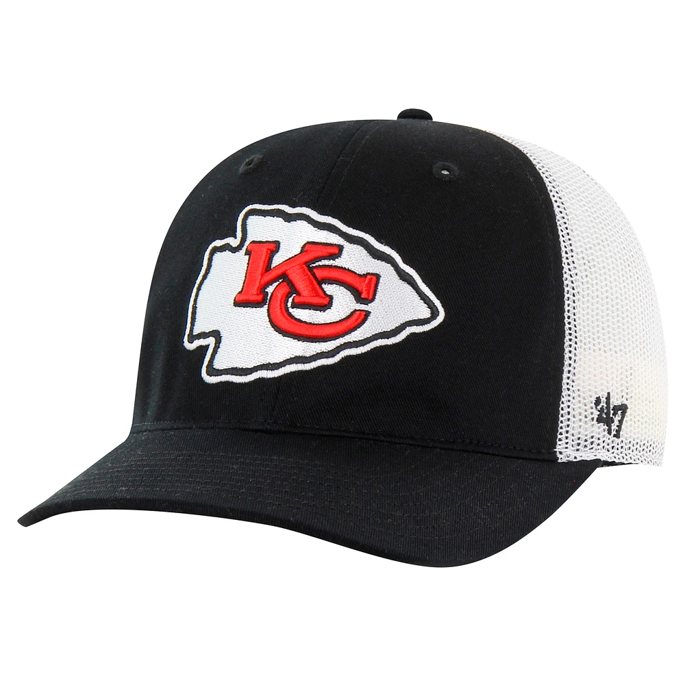 Men's '47 Black/White Kansas City Chiefs Team Unstructured Trucker Adjustable Hat