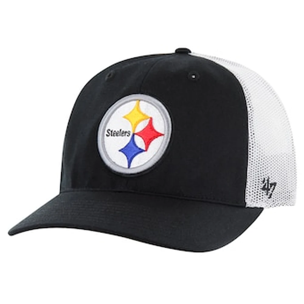 Men's '47 Black/White Pittsburgh Steelers Team Unstructured Trucker Adjustable Hat