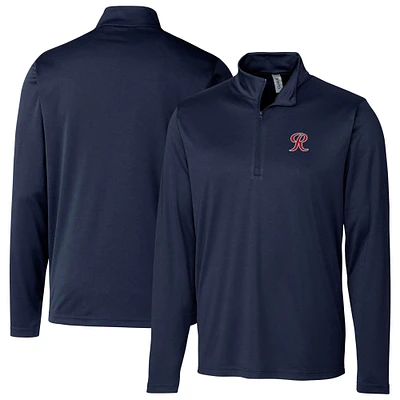Men's Cutter & Buck  Navy Tacoma Rainiers Clique Spin Eco Performance Half-Zip Pullover