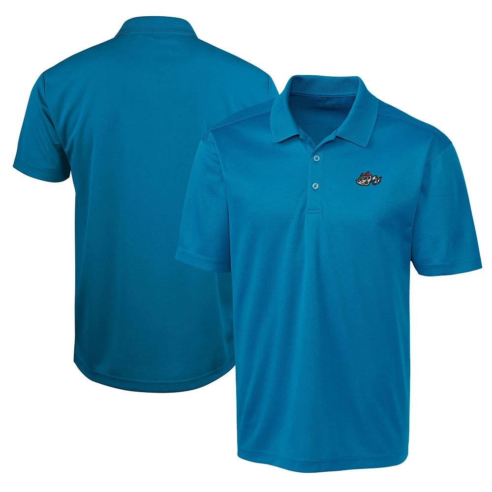 Men's Cutter & Buck Aqua Rocket City Trash Pandas Clique Spin Eco Performance Pique Polo