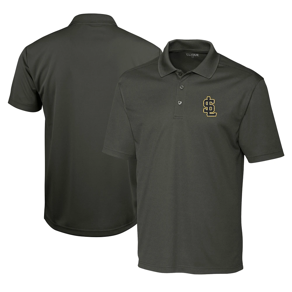 Men's Cutter & Buck Steel Salt Lake Bees Clique Spin Eco Performance Pique Polo