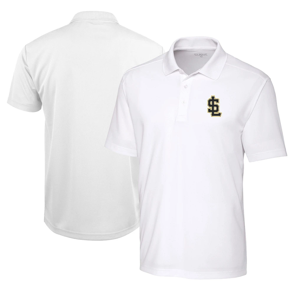 Men's Cutter & Buck White Salt Lake Bees Clique Spin Eco Performance Pique Polo