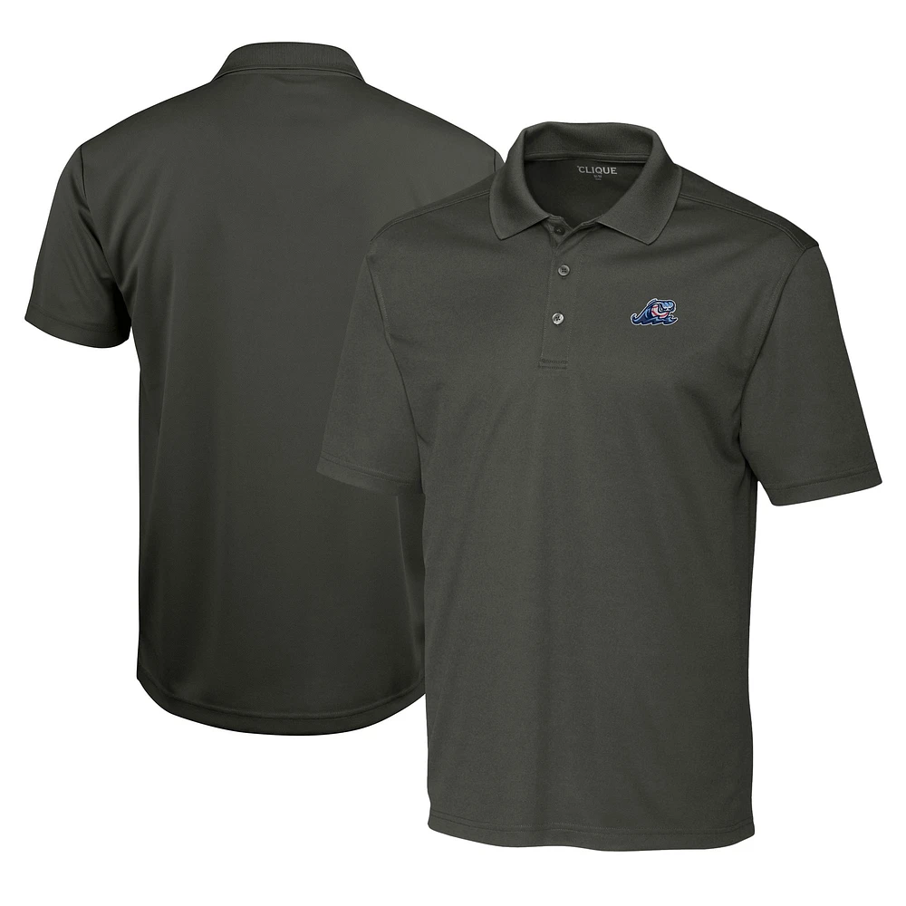 Men's Cutter & Buck Steel West Michigan Whitecaps Clique Spin Eco Performance Pique Polo