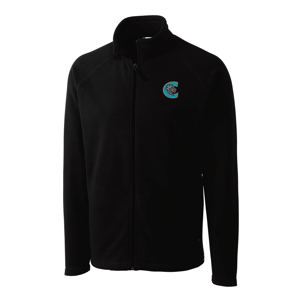 Men's Cutter & Buck Black Charlotte Knights Clique Summit Performance Fleece Full-Zip Jacket