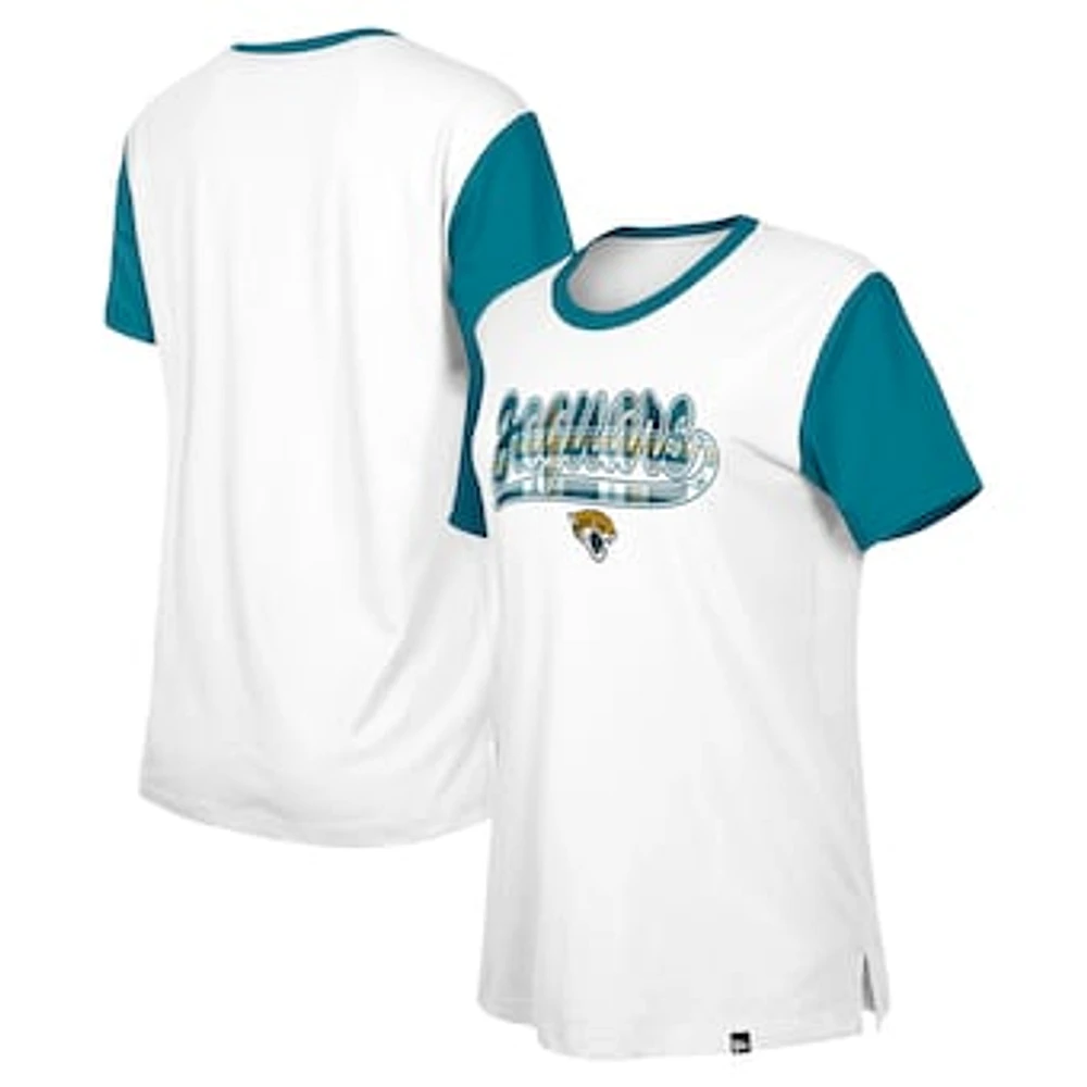 Women's New Era White/Teal Jacksonville Jaguars 3rd Down T-Shirt