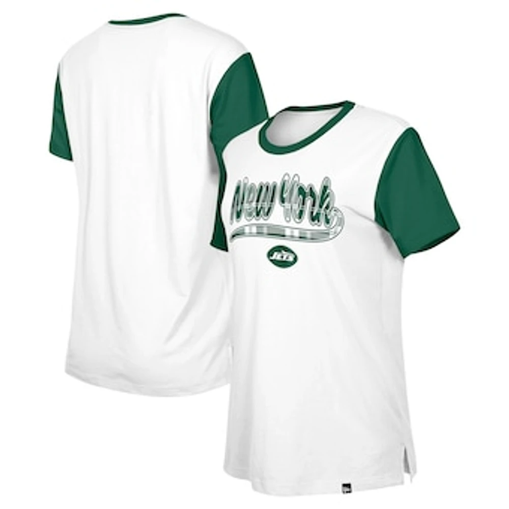 Women's New Era White/Green York Jets 3rd Down T-Shirt