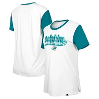 Women's New Era White/Aqua Miami Dolphins 3rd Down T-Shirt