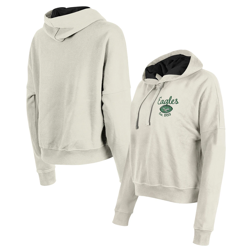 Women's New Era Cream Philadelphia Eagles 3rd Down Historic Pullover Hoodie