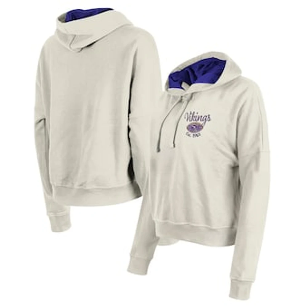 Women's New Era Cream Minnesota Vikings 3rd Down Historic Pullover Hoodie