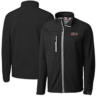 Men's Cutter & Buck  Black Lansing Lugnuts Clique Telemark Eco Stretch Softshell Full-Zip Jacket