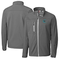 Men's Cutter & Buck  Steel Charlotte Knights Clique Telemark Eco Stretch Softshell Full-Zip Jacket