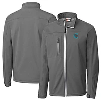 Men's Cutter & Buck  Steel Charlotte Knights Clique Telemark Eco Stretch Softshell Full-Zip Jacket