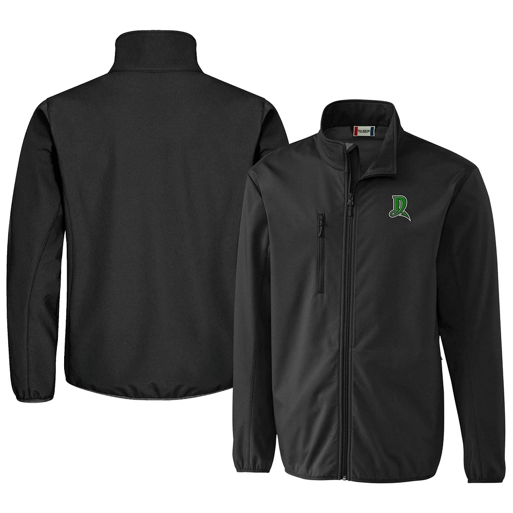Men's Cutter & Buck Black Dayton Dragons Clique Trail Eco Stretch Softshell Full-Zip Jacket