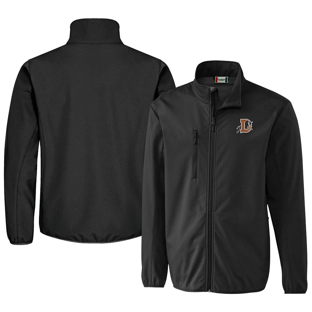 Men's Cutter & Buck Black Durham Bulls Clique Trail Eco Stretch Softshell Full-Zip Jacket