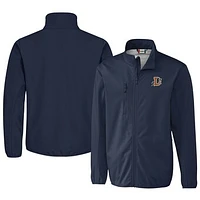 Men's Cutter & Buck Navy Durham Bulls Clique Trail Eco Stretch Softshell Full-Zip Jacket