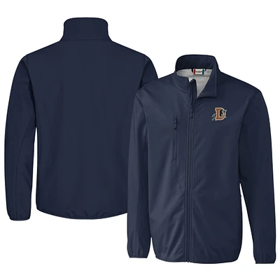 Men's Cutter & Buck Navy Durham Bulls Clique Trail Eco Stretch Softshell Full-Zip Jacket