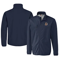 Men's Cutter & Buck Navy Durham Bulls Clique Trail Eco Stretch Softshell Full-Zip Jacket