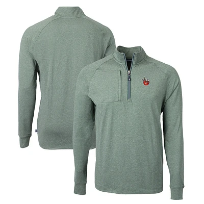 Men's Cutter & Buck  Heather Green Fort Wayne TinCaps Adapt Eco Knit Recycled Quarter-Zip Pullover