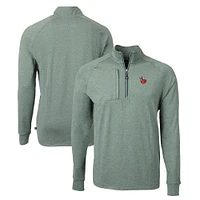 Men's Cutter & Buck  Heather Green Fort Wayne TinCaps Adapt Eco Knit Recycled Quarter-Zip Pullover