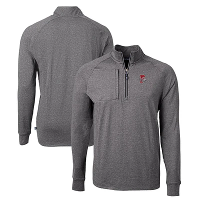Men's Cutter & Buck Heather Fresno Grizzlies Adapt Eco Knit Recycled Quarter-Zip Pullover