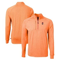 Men's Cutter & Buck  Heather Orange Fresno Grizzlies Adapt Eco Knit Recycled Quarter-Zip Pullover