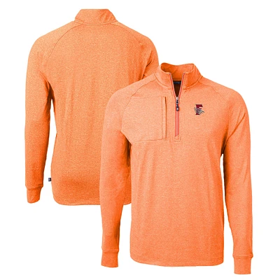 Men's Cutter & Buck  Heather Orange Fresno Grizzlies Adapt Eco Knit Recycled Quarter-Zip Pullover