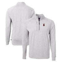 Men's Cutter & Buck  Heather Gray Indianapolis Indians Adapt Eco Knit Recycled Quarter-Zip Pullover