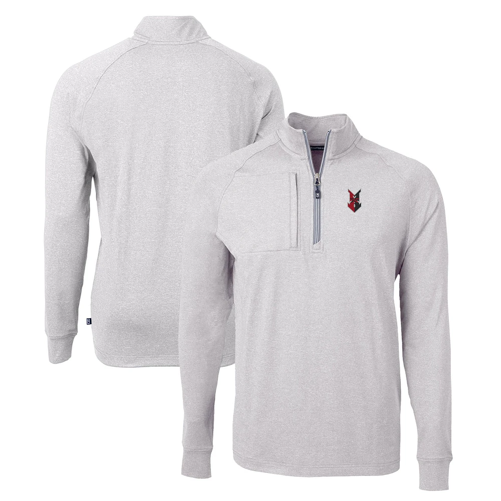 Men's Cutter & Buck Heather Gray Indianapolis Indians Adapt Eco Knit Recycled Quarter-Zip Pullover