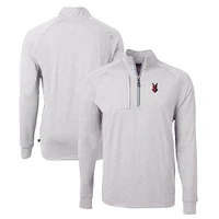 Men's Cutter & Buck  Heather Gray Indianapolis Indians Adapt Eco Knit Recycled Quarter-Zip Pullover