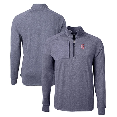 Men's Cutter & Buck  Heather Navy Greenville Drive Adapt Eco Knit Recycled Quarter-Zip Pullover