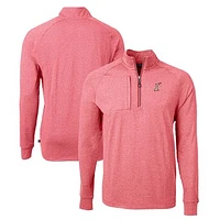 Men's Cutter & Buck Heather Albuquerque Isotopes Adapt Eco Knit Recycled Quarter-Zip Pullover