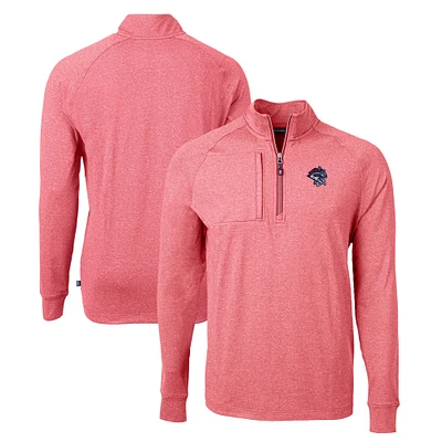 Men's Cutter & Buck Heather Binghamton Rumble Ponies Adapt Eco Knit Recycled Quarter-Zip Pullover