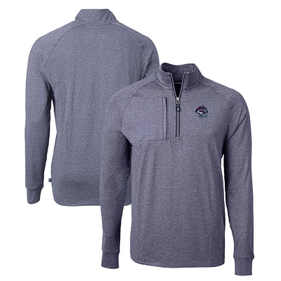 Men's Cutter & Buck  Heather Navy Binghamton Rumble Ponies Adapt Eco Knit Recycled Quarter-Zip Pullover
