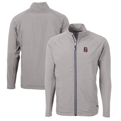 Men's Cutter & Buck  Gray Birmingham Barons Adapt Eco Knit Hybrid Recycled Full-Zip Jacket