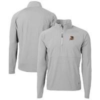 Men's Cutter & Buck  Gray Durham Bulls Adapt Eco Knit Hybrid Recycled Quarter-Zip Top