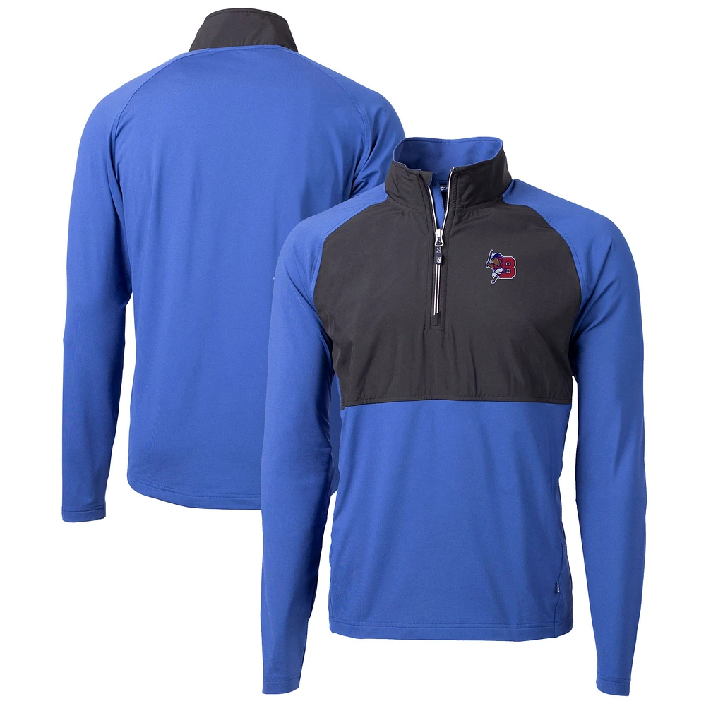 Men's Cutter & Buck Blue Buffalo Bisons Adapt Eco Knit Hybrid Recycled Quarter-Zip Top