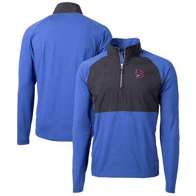 Men's Cutter & Buck  Blue Buffalo Bisons Adapt Eco Knit Hybrid Recycled Quarter-Zip Top