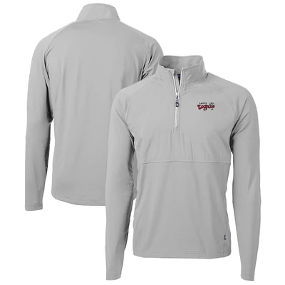 Men's Cutter & Buck  Gray Lansing Lugnuts Adapt Eco Knit Hybrid Recycled Quarter-Zip Top