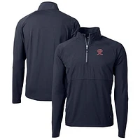 Men's Cutter & Buck  Navy Tacoma Rainiers Adapt Eco Knit Hybrid Recycled Quarter-Zip Top