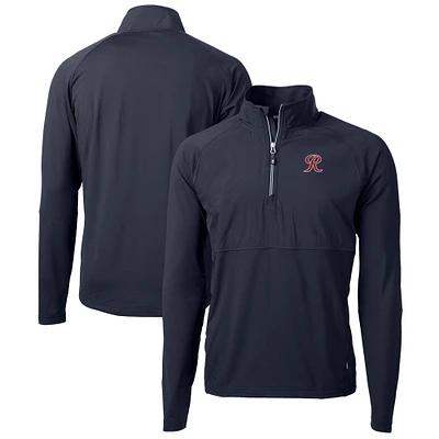 Men's Cutter & Buck  Navy Tacoma Rainiers Adapt Eco Knit Hybrid Recycled Quarter-Zip Top
