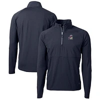 Men's Cutter & Buck  Navy Springfield Cardinals Adapt Eco Knit Hybrid Recycled Quarter-Zip Top