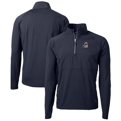 Men's Cutter & Buck  Navy Springfield Cardinals Adapt Eco Knit Hybrid Recycled Quarter-Zip Top