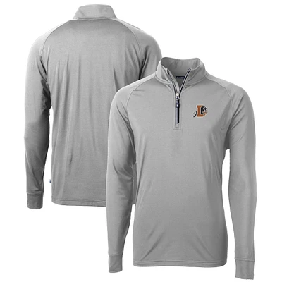 Men's Cutter & Buck  Gray Durham Bulls Adapt Eco Knit Stretch Recycled Quarter-Zip Pullover