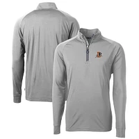 Men's Cutter & Buck  Gray Durham Bulls Adapt Eco Knit Stretch Recycled Quarter-Zip Pullover